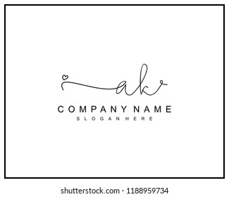 Initial A K handwriting logo template vector