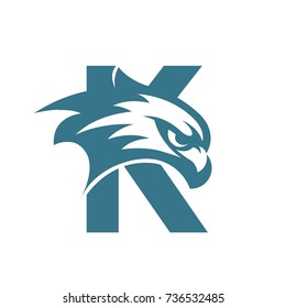 Initial K Hawk Face Aqua Color  