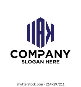 Initial I A K hexagon logo vector