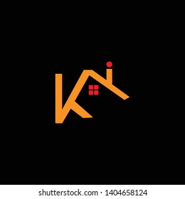 Initial K home letter logo design in black background