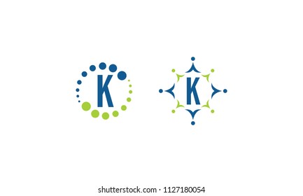 initial K human digital internet vector logo icon