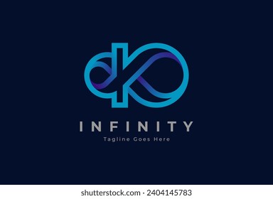 Initial K Infinity Logo Design. letter K with infinity combination. usable for technology and company logos. vector illustration