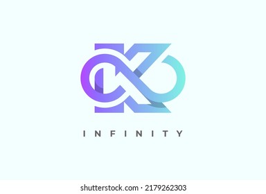 Initial K Infinity Logo, letter K with infinity icon combination, suitable for technology, brand and company logos, vector illustration