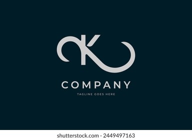 Initial K Infinity Logo, minimalist letter K with Infinity icon combination, vector illustration