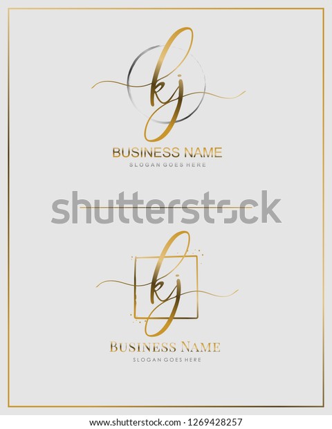 Initial K J Kj Handwriting Logo Stock Vector (Royalty Free) 1269428257