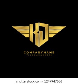 Initial K J wing logo template vector
