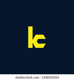 Initial K KC C letter logo design in black background