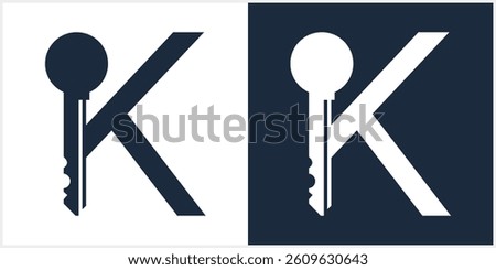 Initial K Key Logo. letter K with key logos. vector illustration