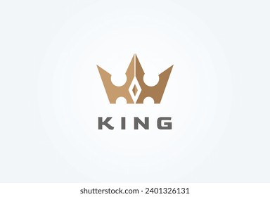 Logo inicial de K King Crown, letra K con combinación de corona, elemento de plantilla de diseño de logotipo de vector plano, ilustración vectorial