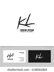 Initial K L brush logo identity vector template