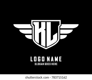 Initial K & L wing logo template vector