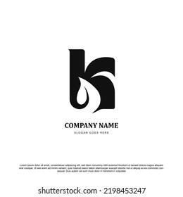 Initial K and Leaf for Vintage logo design