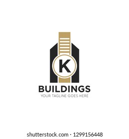 initial k letter building logo vector illustration design template