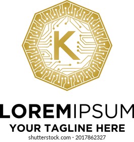 Initial K Letter CryptoCurrency Logo