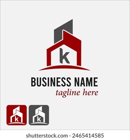 Initial k Letter with House Building for Apartment, Real Estate, Property, Construction, Architect Business Logo Idea