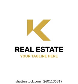 Initial K Letter House Real Estate Logo Vector Abstract Illustration Icon Design Template Element 