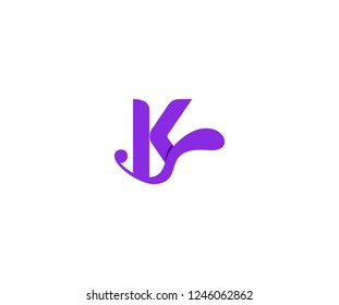 Initial K Letter Isolated Abstract Swoosh Liquid Proton Purple Color Design Logo