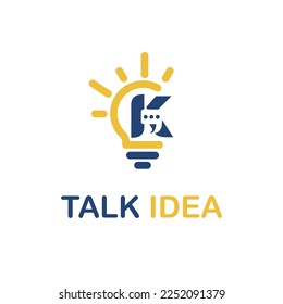Initial K Letter with Light Bulb and Chat Icon for Inovative Technology Company Logo Idea Template