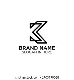 Initial-K-Brief mit  Logo-Design-Illustration