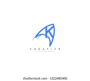 initial K letter linked arrow play fast logo