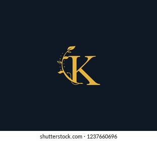 Initial K Letter Linked Swoosh Half Round Leaf Monogram Logotype