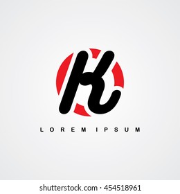 initial k letter linked uppercase logo red black theme vector art