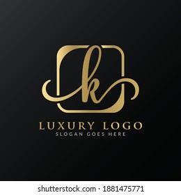 Plantilla vectorial de diseño del logotipo de la letra K inicial. Resumen Diseño de logotipo de letra de lujo K