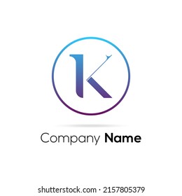 initial K letter logo design with circle element. K letter logo design vector template.