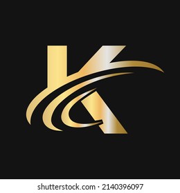 Initial K letter logo with luxury concept. Modern K Logo Design based alphabet business logotype gold color