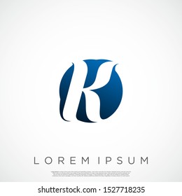 Initial K Letter Logo Monogram Rounded Shape Vector Template.