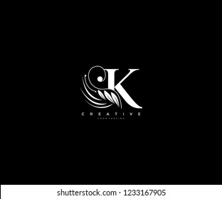 Initial K letter luxury beauty flourishes ornament monogram logo