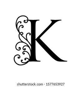 Initial K letter luxury beauty flourishes ornament monogram logo