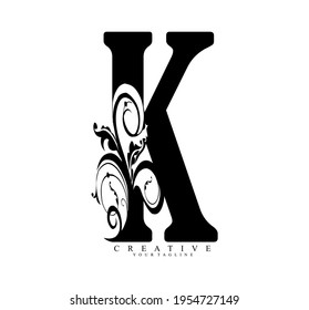 Initial K letter luxury beauty flourishes ornament monogram logo