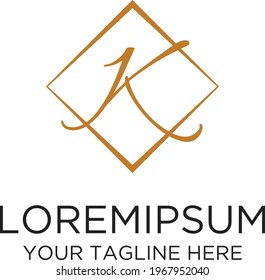 Initial-K-Letter-Rhomb-Handschrift-Logo