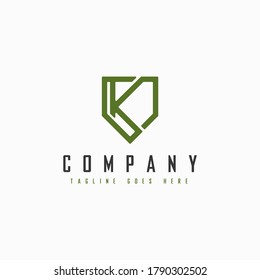 Initial K Letter Shield Logo Design, Vector Business Security Logo