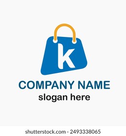 Initial k Letter with Shopping Bag Icon for Online Shop, Online Store Logo Idea Vector Template