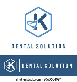 Initial K Letter with Smile for Dental Clinic Business logo Concept. Dentist Orthodontist Health Care Modern Logo Template