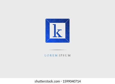 Initial K letter with square design template. vector illustration 
