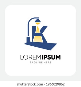 Initial K Letter Street Light Logo Design Vector Graphic