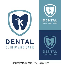 Initial k Letter with Tooth Dental Icon for Dental Clinic and Care for Simple Modern Logo Idea