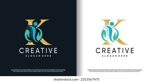 initial k logo design with creative and massage concept premium vector