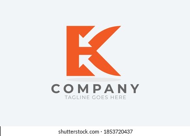 Initial K Logo, letter K with with arrow inside, Usable for Business and logistic Logos, Flat Vector Logo Design Template, vector illustration