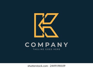 Initial K Logo. letter K with with arrow inside, Usable for Business and logistic Logos, Flat Vector Logo Design Template, vector illustration