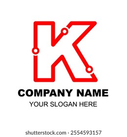 Initial K Logo. Modern K letter. Creative letter K monoline logo design vector template. Logotype for technology bussiness or tech club for research education