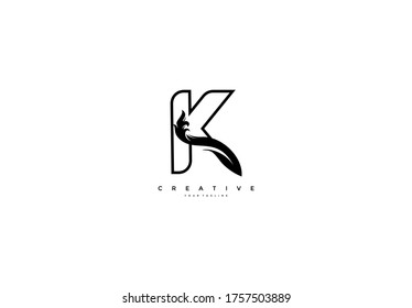 Esquema inicial del logotipo K Forma tribal de monograma floral