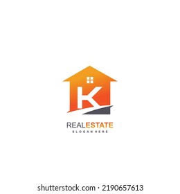 Logo inicial de K con concepto inmobiliario