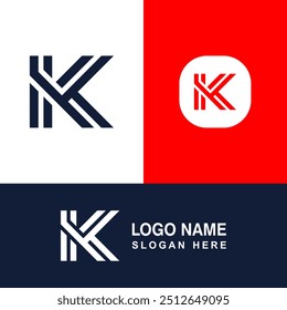 initial K logo with red example. Very suitable for company logos.