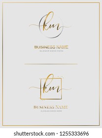 Initial K M KM handwriting logo vector. Letter handwritten logo template.