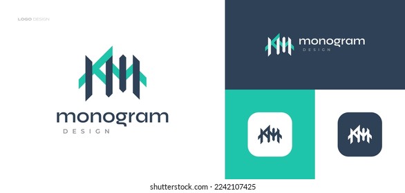 Initial K and M Logo Design with Abstract Concept. KM Monogram Logo for Business and Technology Brand
