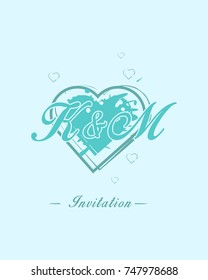 Initial K & M wedding invitation logo template vector